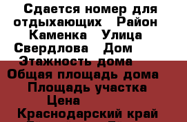 Сдается номер для отдыхающих › Район ­ Каменка › Улица ­ Свердлова › Дом ­ 30 › Этажность дома ­ 1 › Общая площадь дома ­ 35 › Площадь участка ­ 400 › Цена ­ 2000-3000 - Краснодарский край, Ейский р-н, Ейск г. Недвижимость » Дома, коттеджи, дачи аренда   